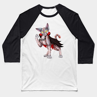 VampiCat: Red on Blue Tabby Baseball T-Shirt